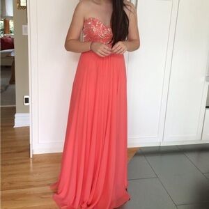 Elegant Coral Embellished Prom Dress